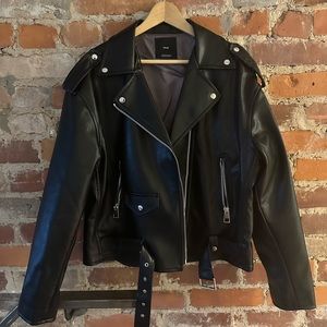 Oversized Faux Leather Moto Jacket - BRAND NEW
